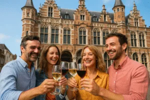 Gezelschap proost in Markiezenhof tijdens De Bergse Wijndagen